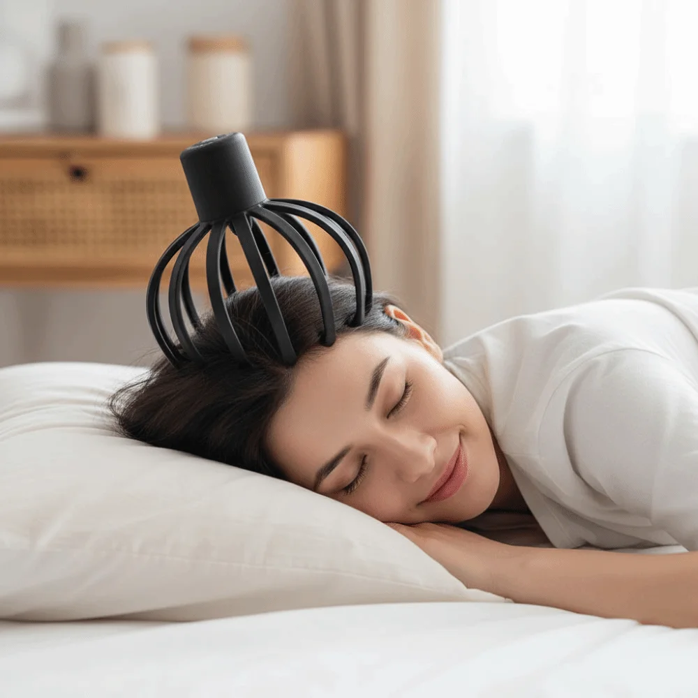 Elektryczny masażer głowy z 3 trybami, dotykowy, z portem Type-C, masażer głowy typu pazur, masażer skóry głowy z wibracjami o wysokiej częstotliwości, poprawiający sen.