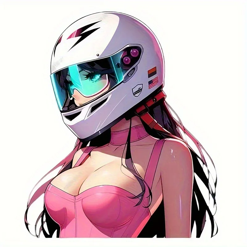 

1 шт. Привлекательная виниловая наклейка с аниме-девушкой-гонщицей, водонепроницаемая, для велосипеда, бутылки для воды, гитарного чехла, декор для фанатов аниме