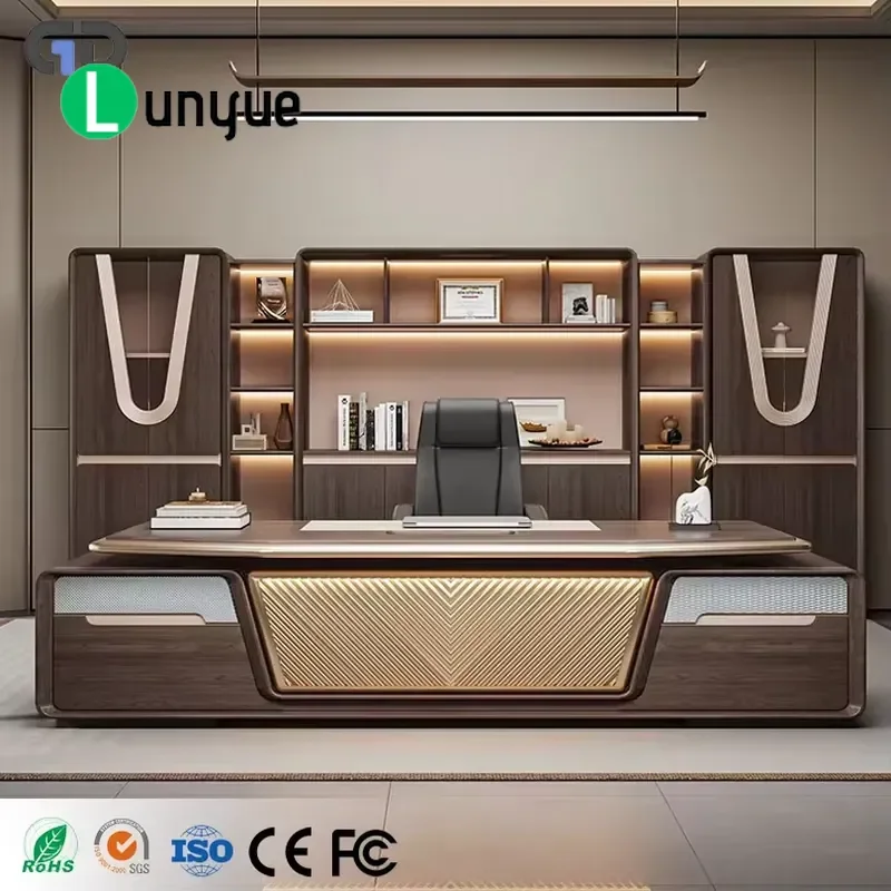 Custom Size Modern Eco-friendly Durable Luxury L-Shaped Wooden Executive Desk for Presidents Business
