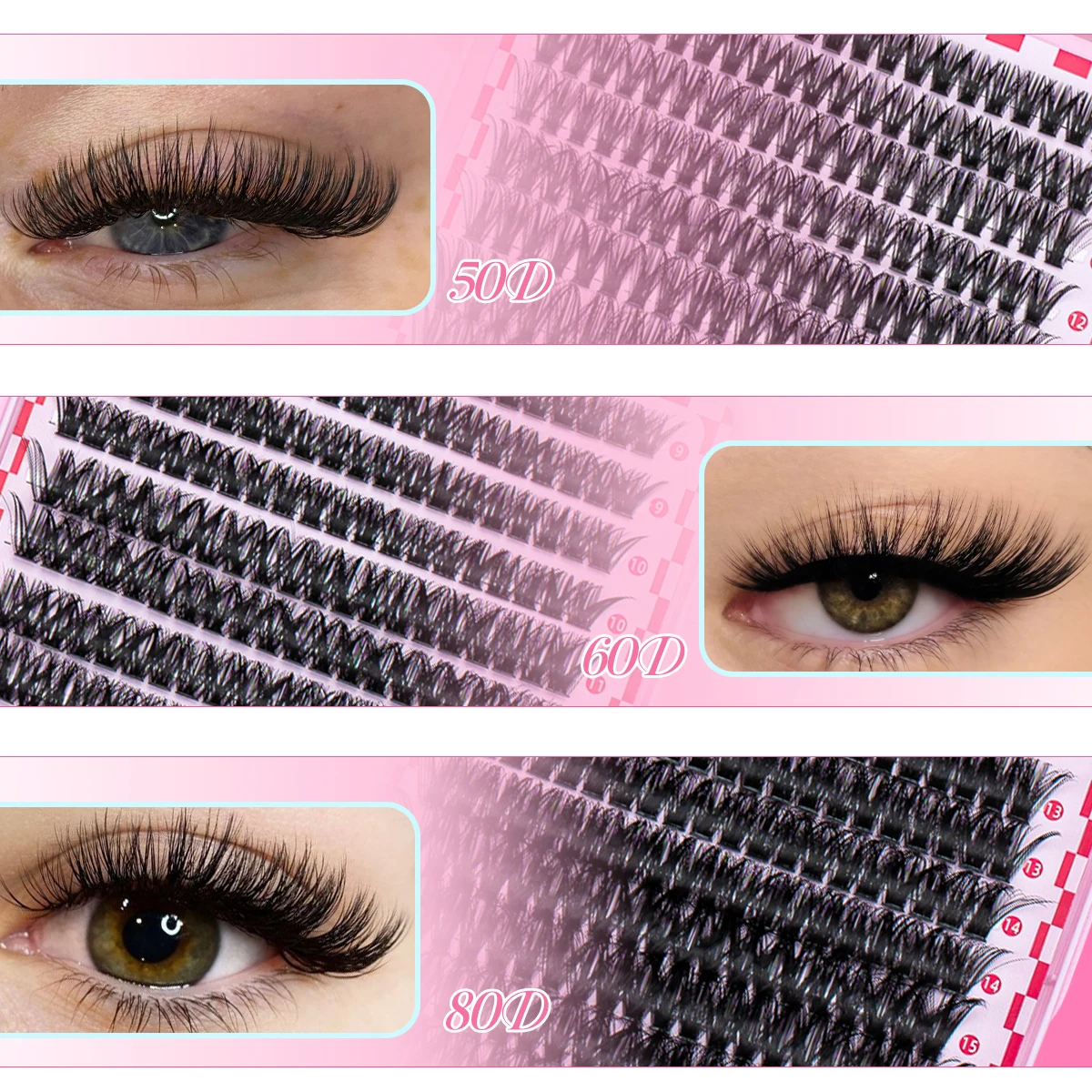 Livro de cílios de grande capacidade, conjunto de extensão de cílios, cluster narral, estilo natural, adequado para iniciantes, faça você mesmo em casa