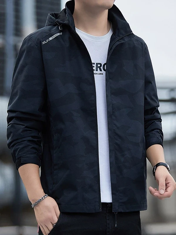 

Spring Autumn 2025 Men's Casual Camouflage Jaet Outdoor Windproof Coat Loose Fit Polyester Fabric Long Sve Zipper Closure