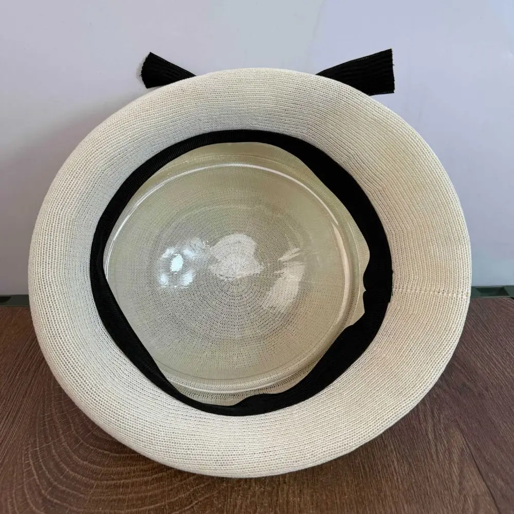 

Elegant Bowknot Bow Topper Hat Knitted Thin Women Bucket Hat Pure Color French Style Fisherman Hat Ladies