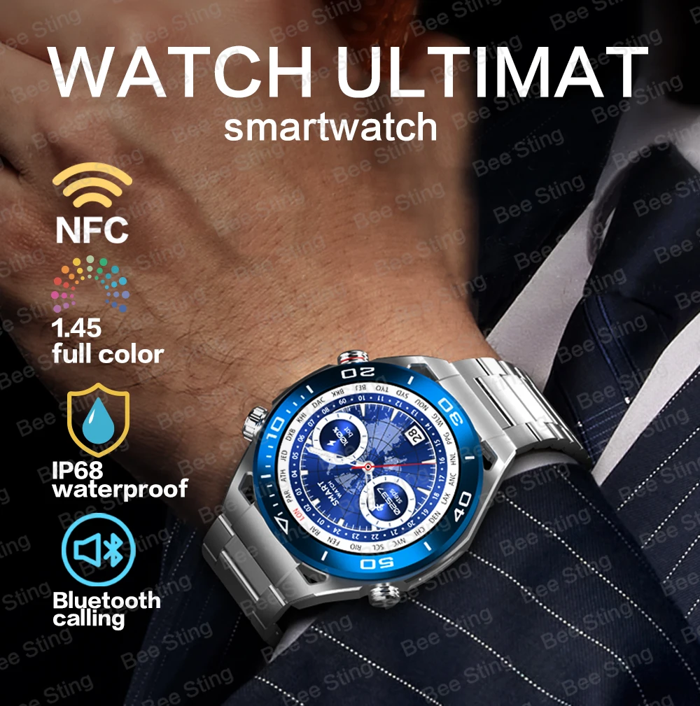 

2023 New Business Ultimate Smart Watch For Huawei Men Bluetooth Call Nfc Health Management 100+ Sprots Smartwatch Waterproof