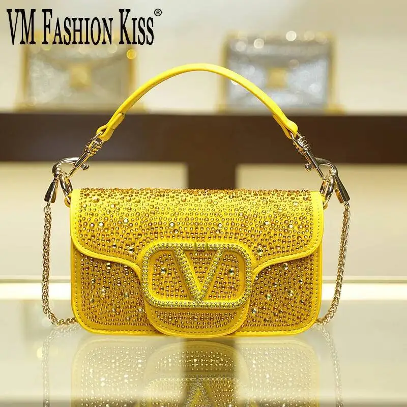 

VM FASHION KISS 2025 Модная женская сумка с бриллиантами и ручной сумкой через плечо и подмышками через плечо