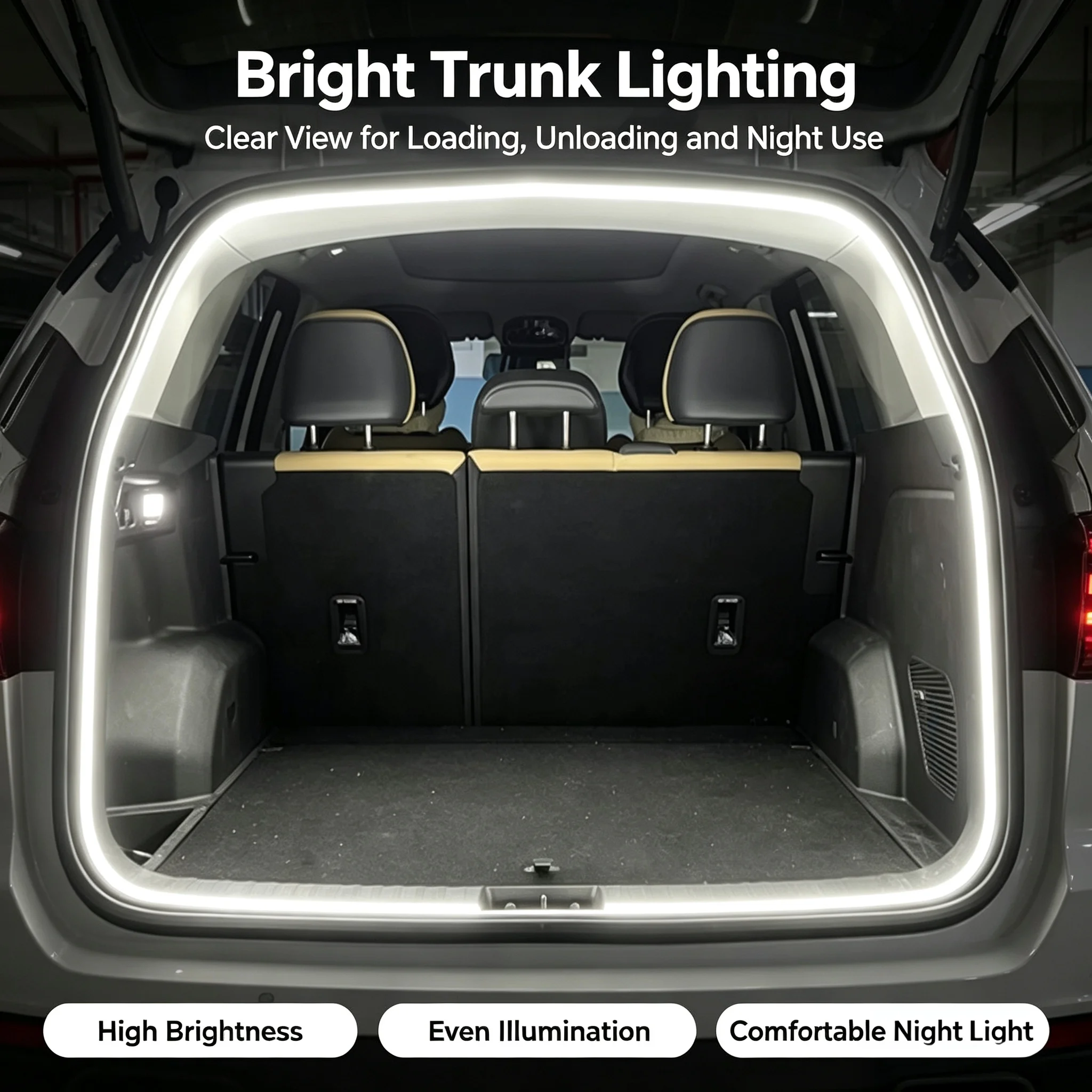 Auto Sensing LED Car Trunk Tailgate Light Strip, High Brightness Tail Box Interior Atmosphere Decor Lamp view 3