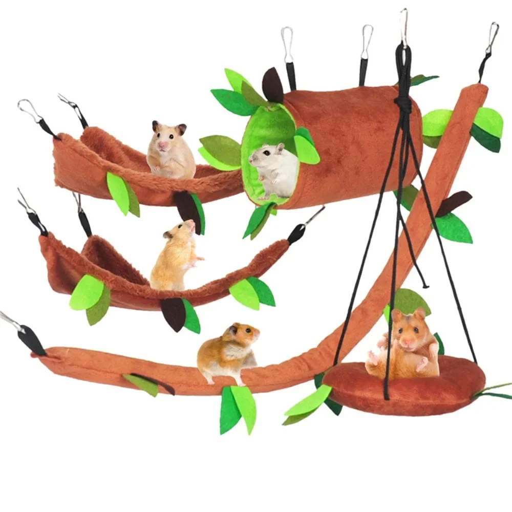 Hamster Ropeway Nest Forest Hammock Soft Toys Leaf Tunnel Toy House Warm Cage Stump Small Pet Supplies клетка для хомячка