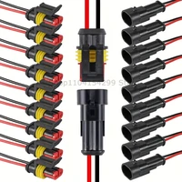 10 uds/5 juegos de conectores impermeables de 2 pines macho y hembra cable de 16 AWG para conector eléctrico de barco, camión y coche