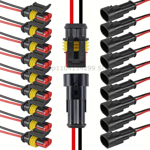 10 uds/5 juegos de conectores impermeables de 2 pines macho y hembra cable de 16 AWG para conector eléctrico de barco, camión y coche