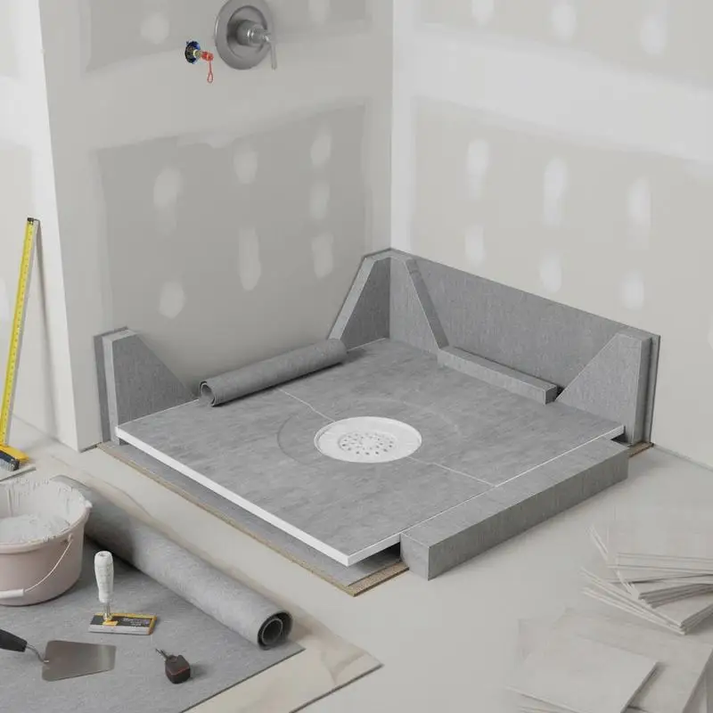 

Shower Tray System 36"x36" For Bathroom Wet Room Home Improvement, Center Outlet EPS Sloped Base Sealing Fabric Membrane 6.3" Drain Assembly Bathroom Renovation Components