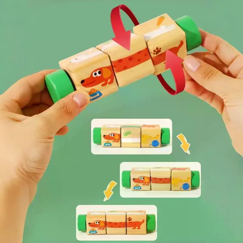 1 قطعة شكل لون الحيوان الإدراك اللعب ثلاثية الأبعاد خشبية بازل قطع الدورية لغز اللبنات طفل التعليم المبكر لعبة