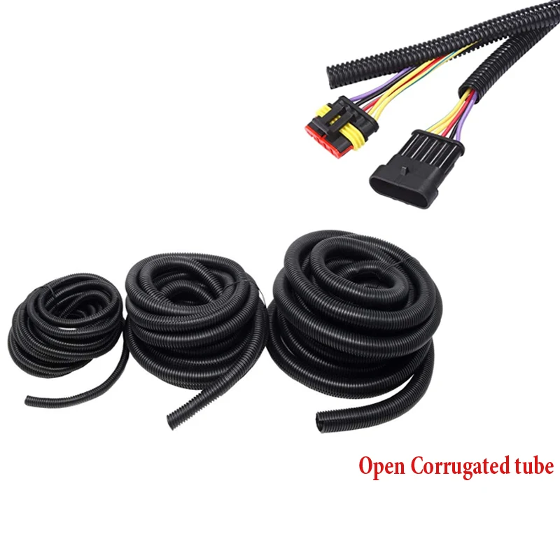 1/3meter Corrugated Pipe 7mm-28mm Auto Corrugated Car Cable Insulation Tube Harness Motor Electrical Wire Protection Accessories