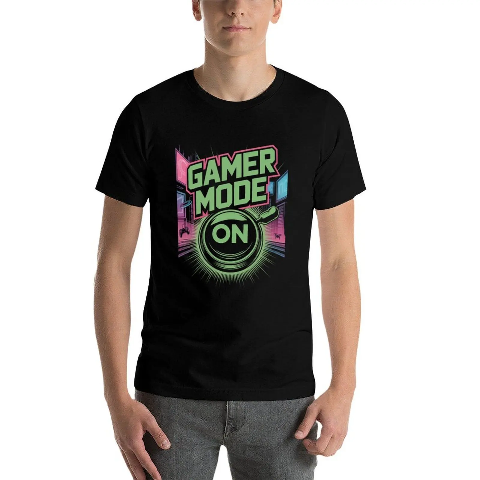 Gamer Mode On Cyberpunk Art Print - Neon Gaming Design T-Shirt animal prinfor boys cheap stuff tshirts personalised shirts men