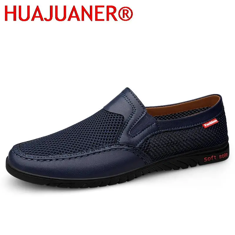 

Casual Men Shoes Breathable Hollow Out Men Loafers Shoes Genuine Leather Summer Loafers Man Soft Moccasins Luxury Brand Sandals