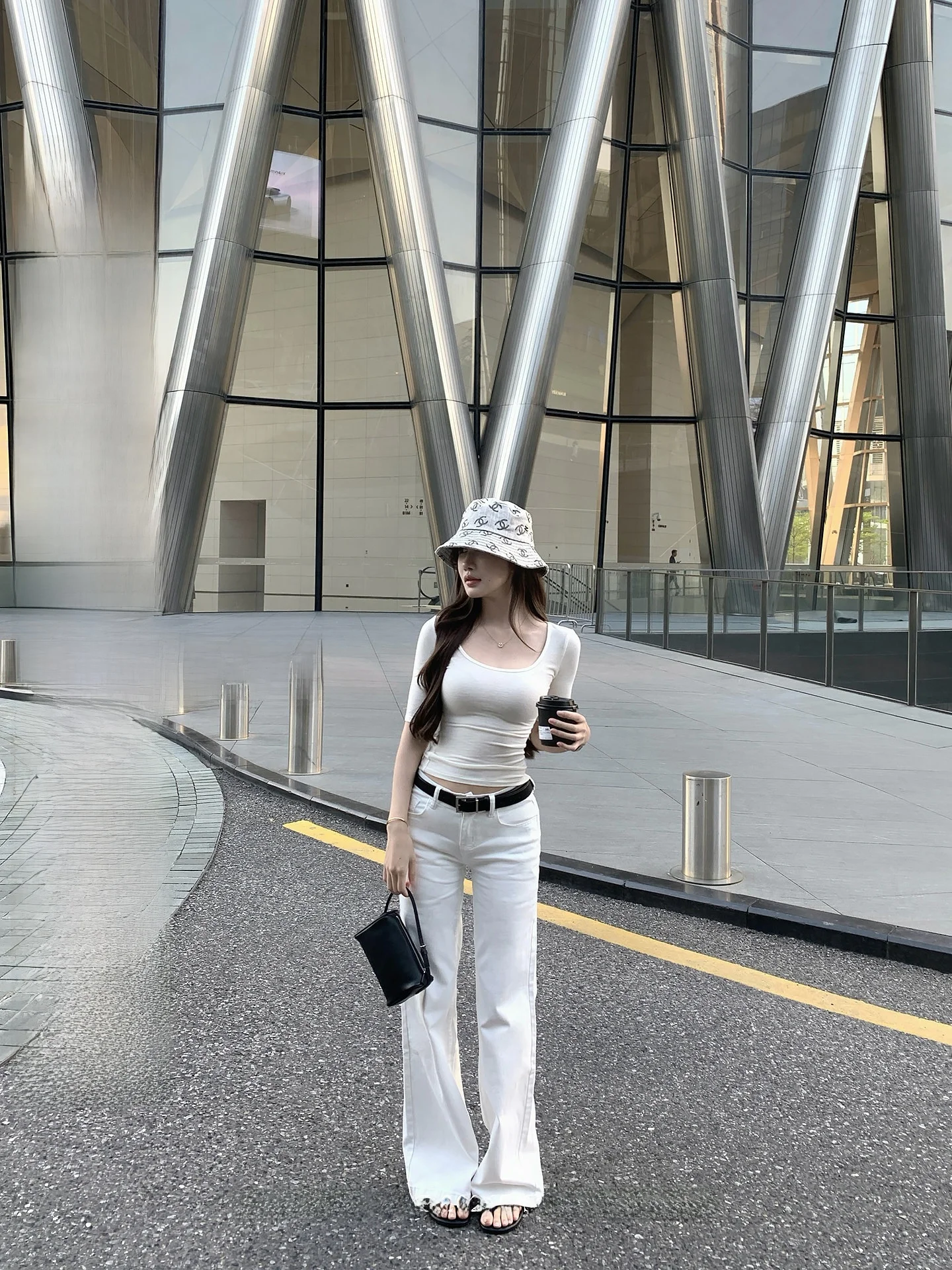 

High Waist Straight Leg White Jeans Women's Spring Summer Casual Versatile Loose Fit Long Pants Yuyueer Natural Waist Button ...