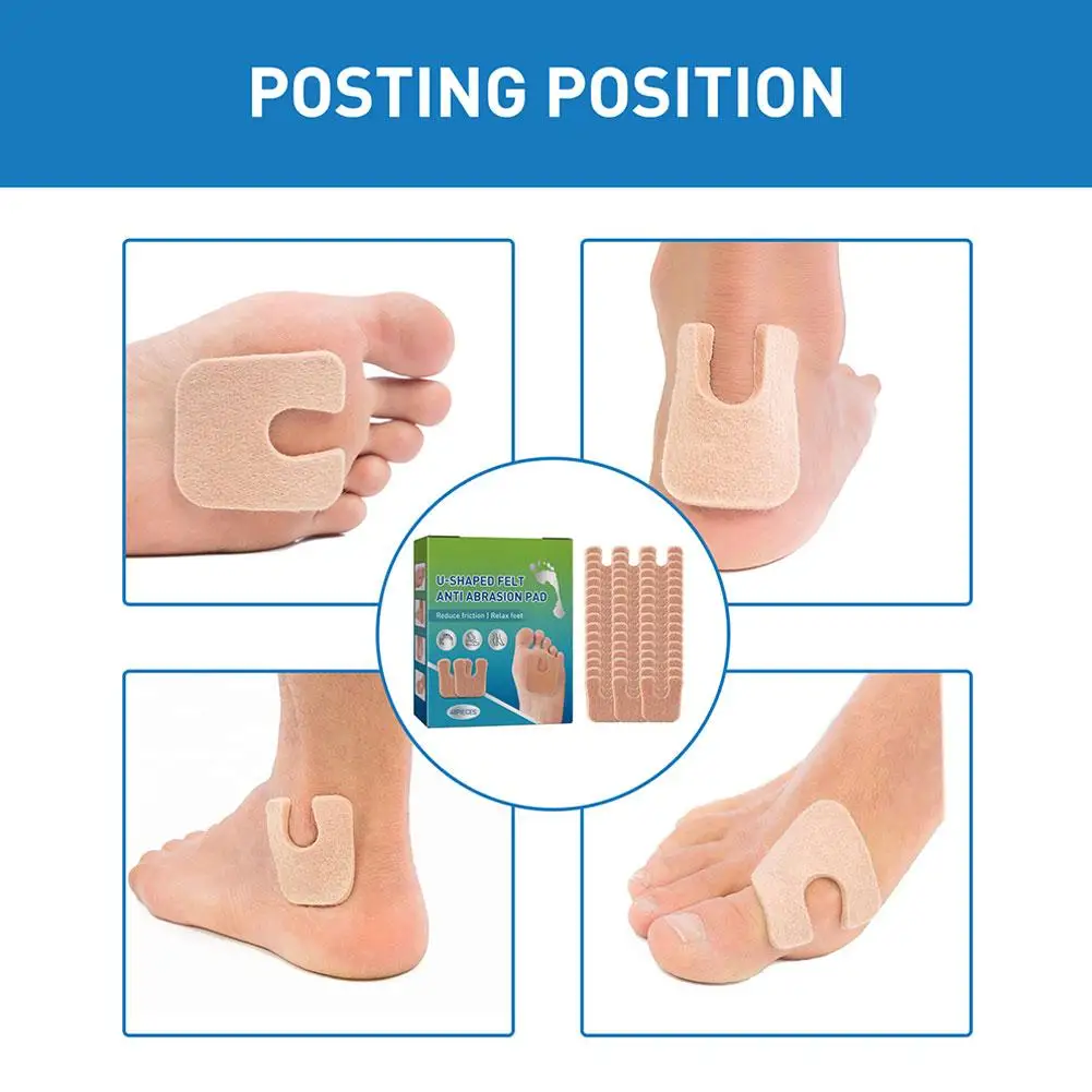 U자형 펠트 굳은살 패드, 부드럽고 편안한 신발, 하이엔드, 발가락 마찰 감소, 보호대 뒤꿈치 통증 완화, 발 관리 N5F6, 48PCs, 신제품