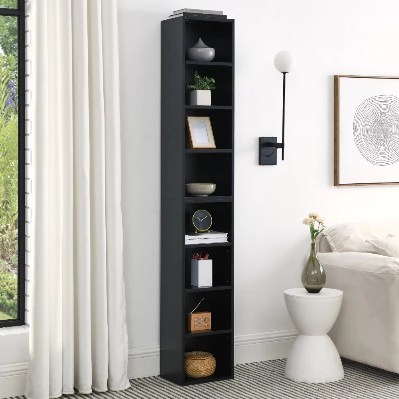 Shelves, slim lockers, adjustable shelves, high and narrow bookcases, home display bookshelves