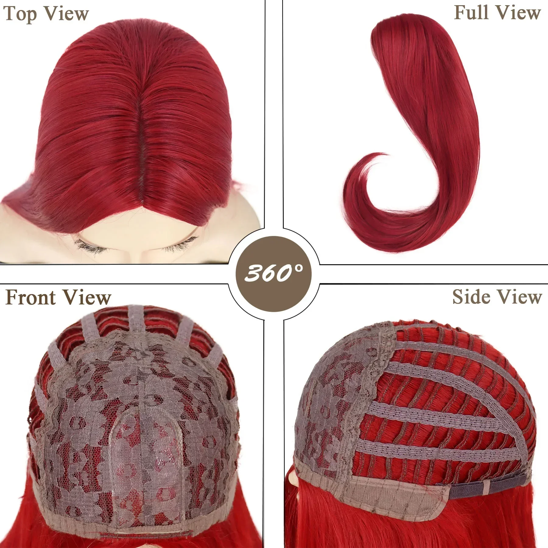 Long Red Wigs for Women Synthetic Hair Hot Red Straight Wig with Side Bangs Silky Hairstyles Wig Cosplay Drag Queen Hairstyles