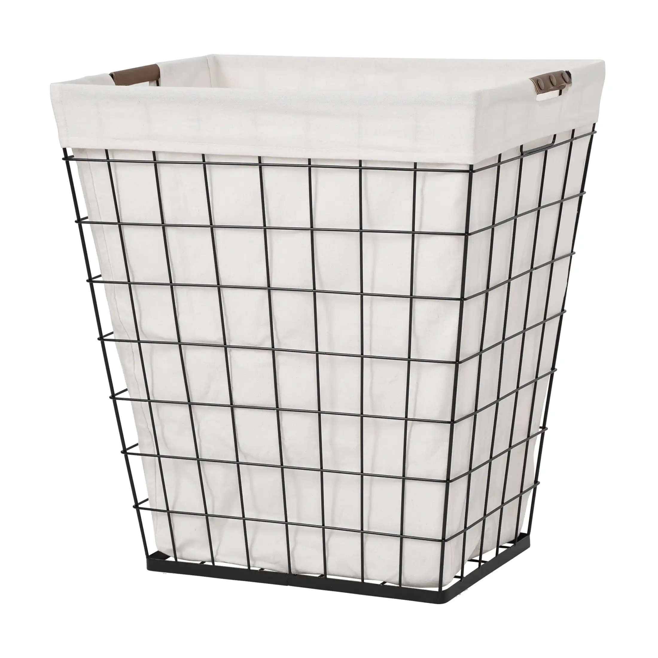 75L Rectangular Steel Wire Laundry Hamper with Removable Cotton Blend Liner for Adult Black Natural Easy To Clean