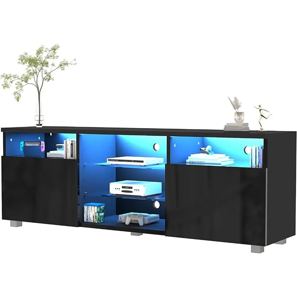 

LED TV Stand for 50/55/60 Inch TV, Modern Television Table Center Media Console with Drawer and Led Lights