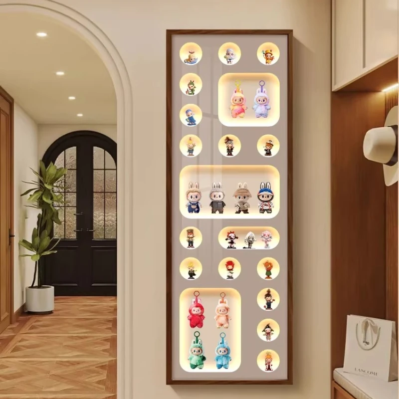 Storage display stand Lighting decorative painting Living room figure ornament shelf