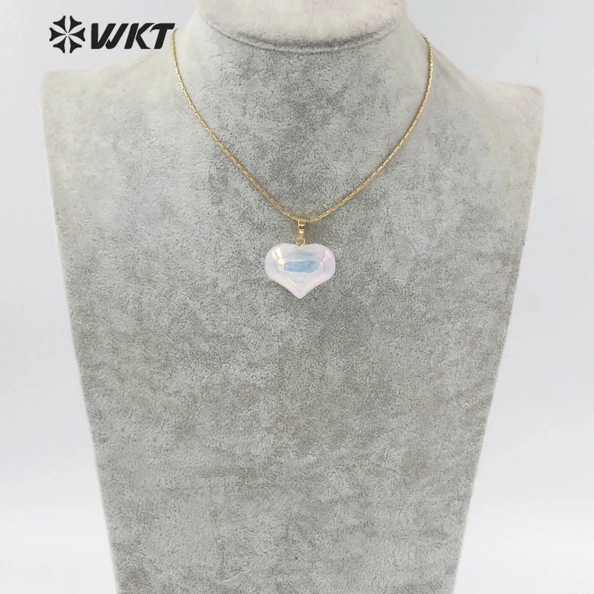 

WT-N1336 WKT 2022, модное популярное стильное ожерелье из кварцевого камня Ауры в форме сердца, ретро-кулон для подарка на вечеринку