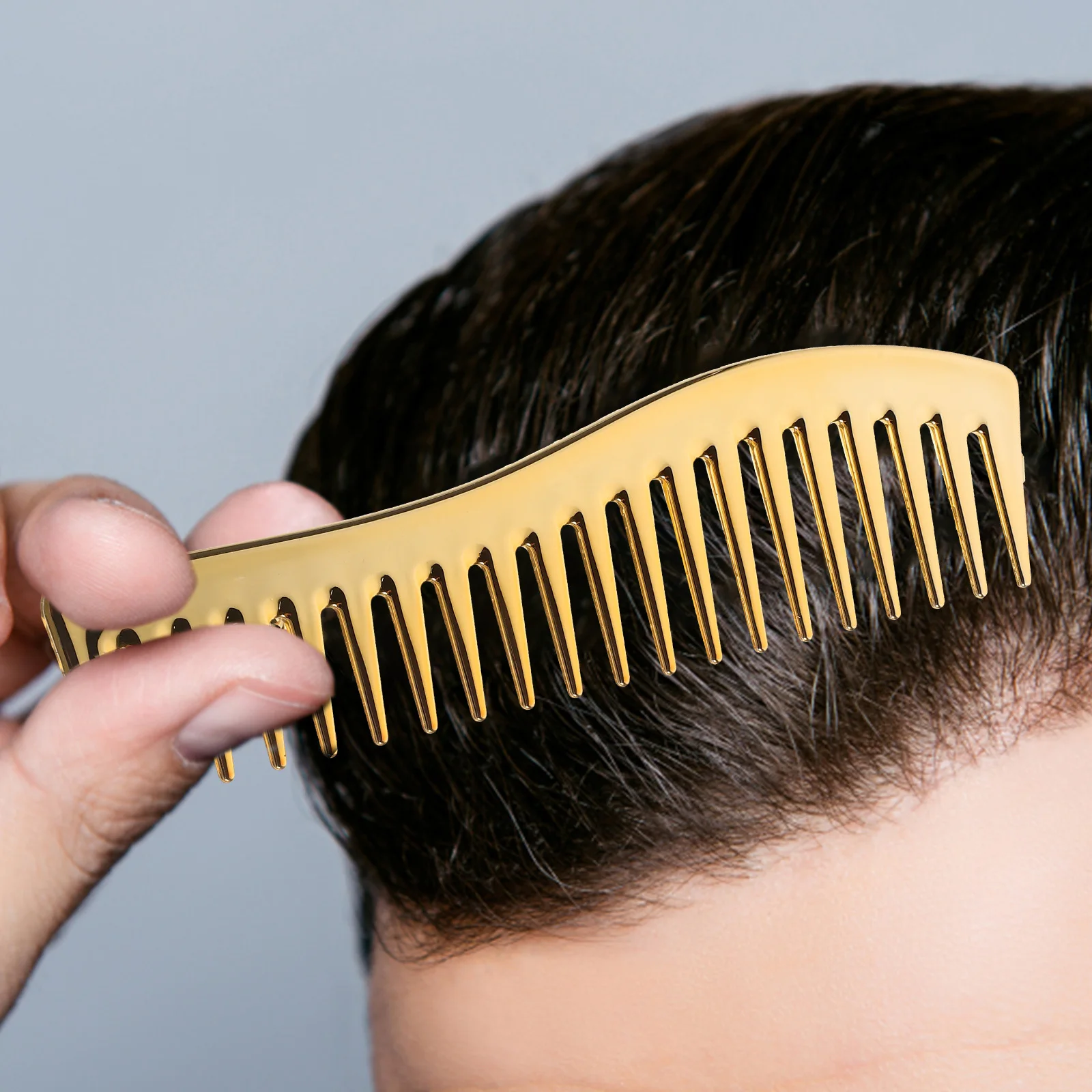 

2pcs Electroplated Wide Tooth Comb Set Men Detangling Styling Tool For Wet Curly Hair Barber Travel Kit Mens Combs For Hair