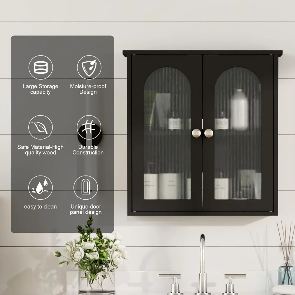 Armário de banheiro de parede arqueado para armazenamento acima do vaso sanitário