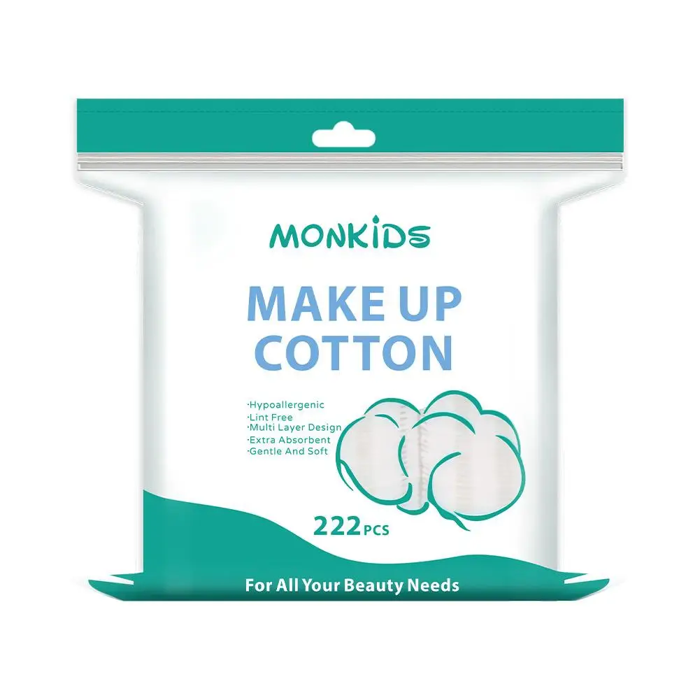 وسادات قطنية لإزالة المكياج والمكياج على الوجهين للاستعمال مرة واحدة للتنظيف والرطب على أكياس الوجه، محمولة (222 قطعة)