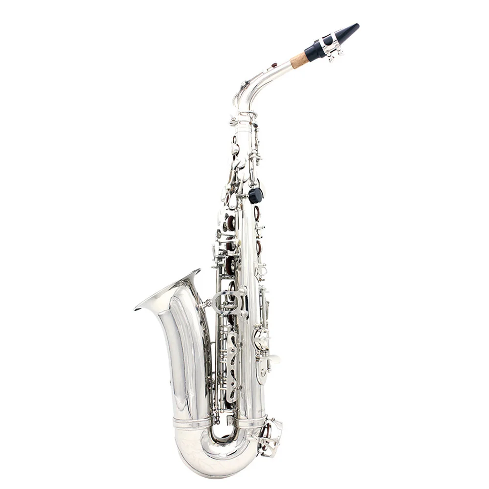 SLADE Eb Alto Saxophone Silver E Flat  Brass Body Carved White Shell Button Sax with Case Strap Gloves Reeds Accessories Set