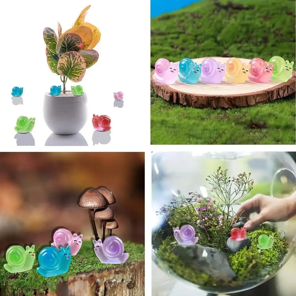 Luminous Resin DIY Handmade Kawaii Micro Landscape Ornaments Desktop Decoration Garden Planter Home Snails Figurines