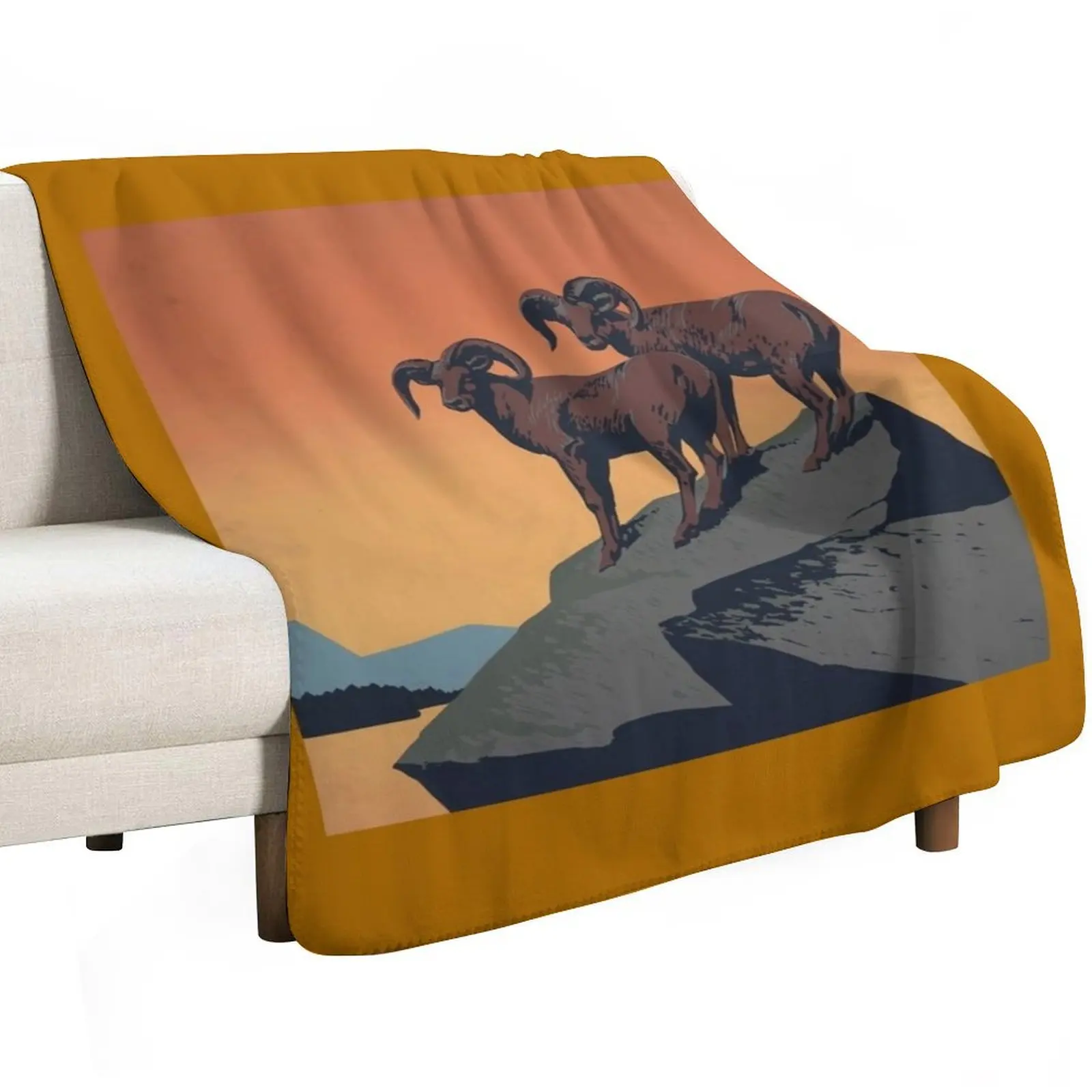 Bighorn sheep Throw Blanket funny gift Tourist Warm christmas gifts Cute Plaid Custom Blankets