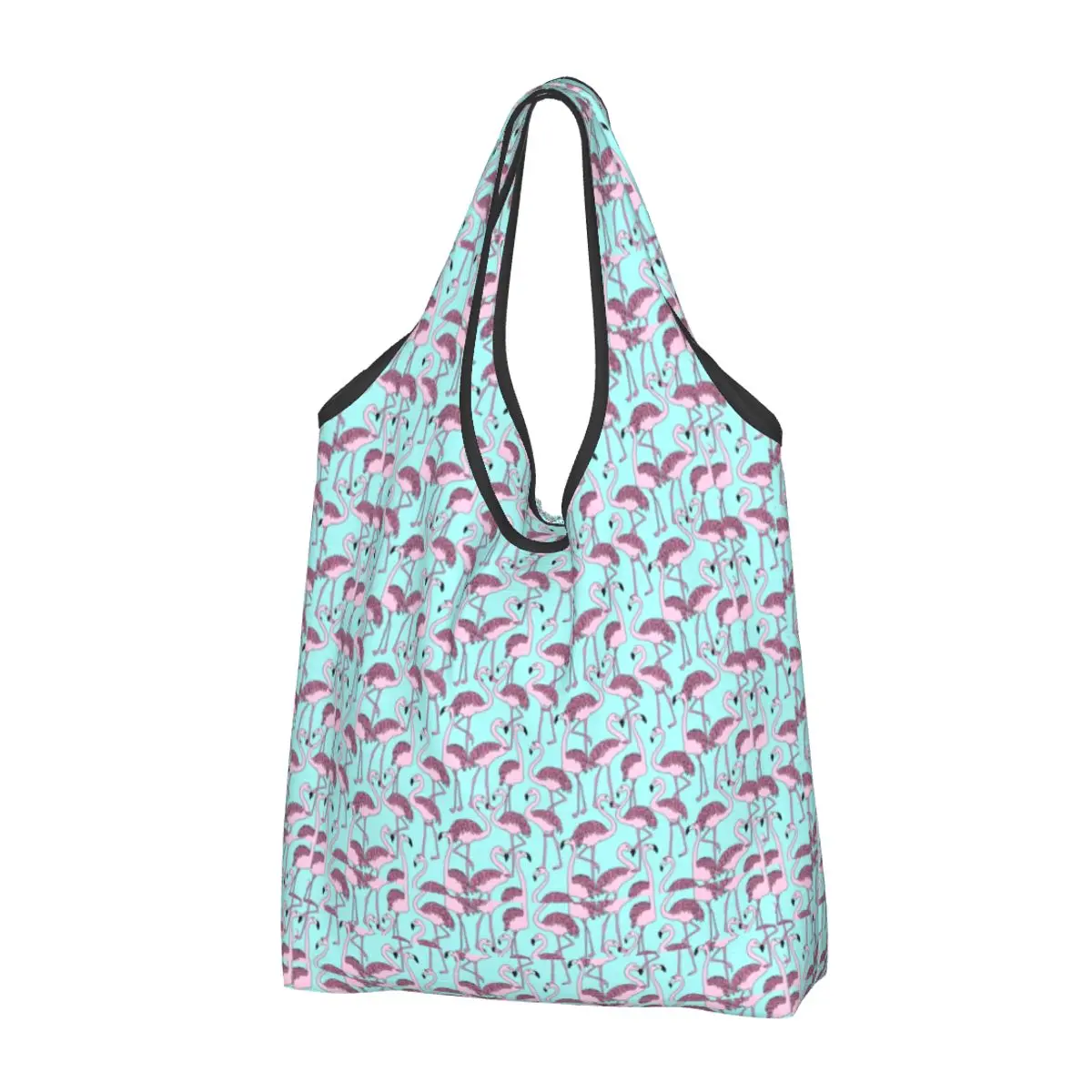 Kawaii Printed Pink Flamingo Paradise Shopping Tote Bag Portable Shoulder Shopper Handbag