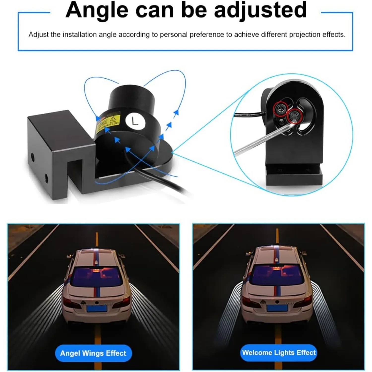 Car Body Projector Lights, HD Angel Wings Door Projector Ghost Shadow Light Kit, LED Welcome Projection Lights-Universal