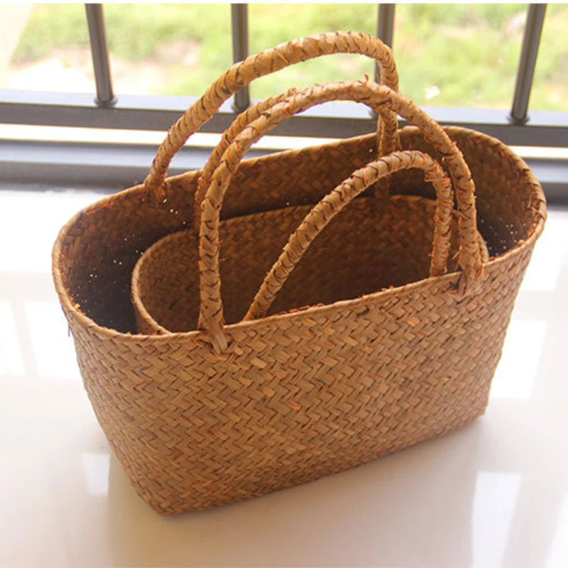 Straw Tote Bags for Women Rattan Handmade Woven Purses and Handbags Ladies Beach Holiday Hand Bags