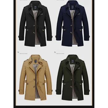 BROWON Men's 100% Cotton Vintage Trench Coat 4 BROWON Brand Trench Coat Men 2026 Spring and Autumn 100% Cotton Jacket for Men Vintage Windbreaker Casual Jackets Men Clothing 4