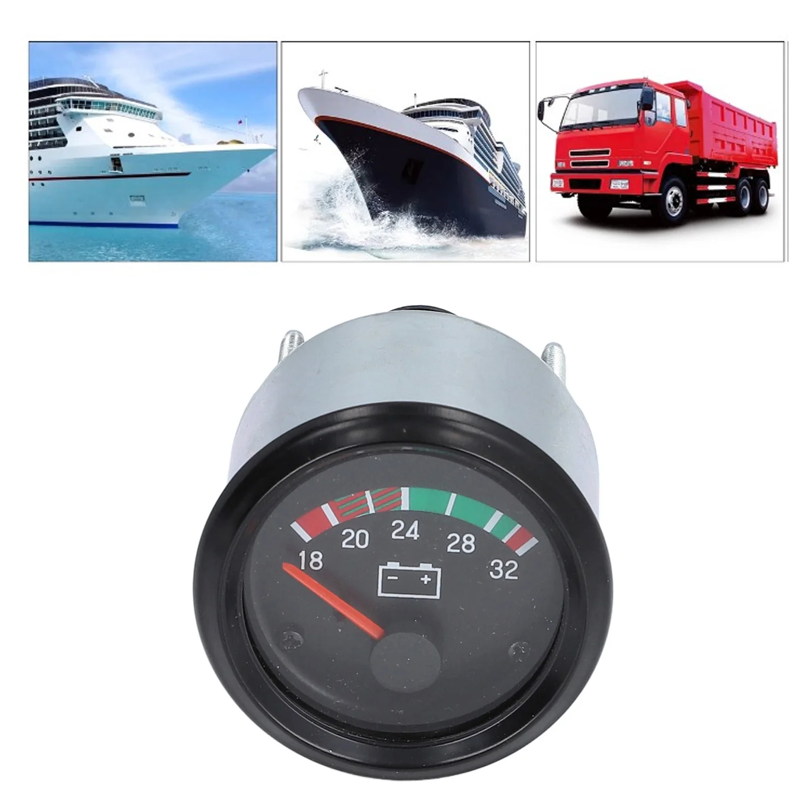 

ZK20 Voltage Gauge 52mm Aluminum Alloy LED Voltmeter Gauge for Diesel Engine 24V 18‑32V