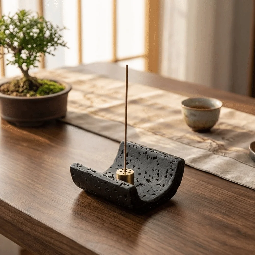 Creative Minimalist Cement Incense Holder Handmade Thick Mosquito Incense Holder Decorative Sturdy Incense Burner Yoga Studio