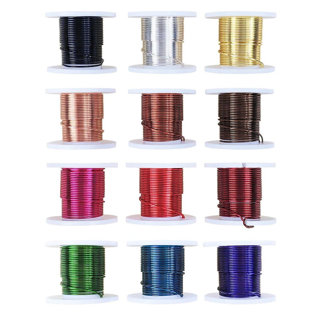 

XUQIAN 12 Colors 12 Spools Tarnish Resistant Colored Copper Craft Wire Assorted Colors Copper Craft Wire For DIY Jewelry Making