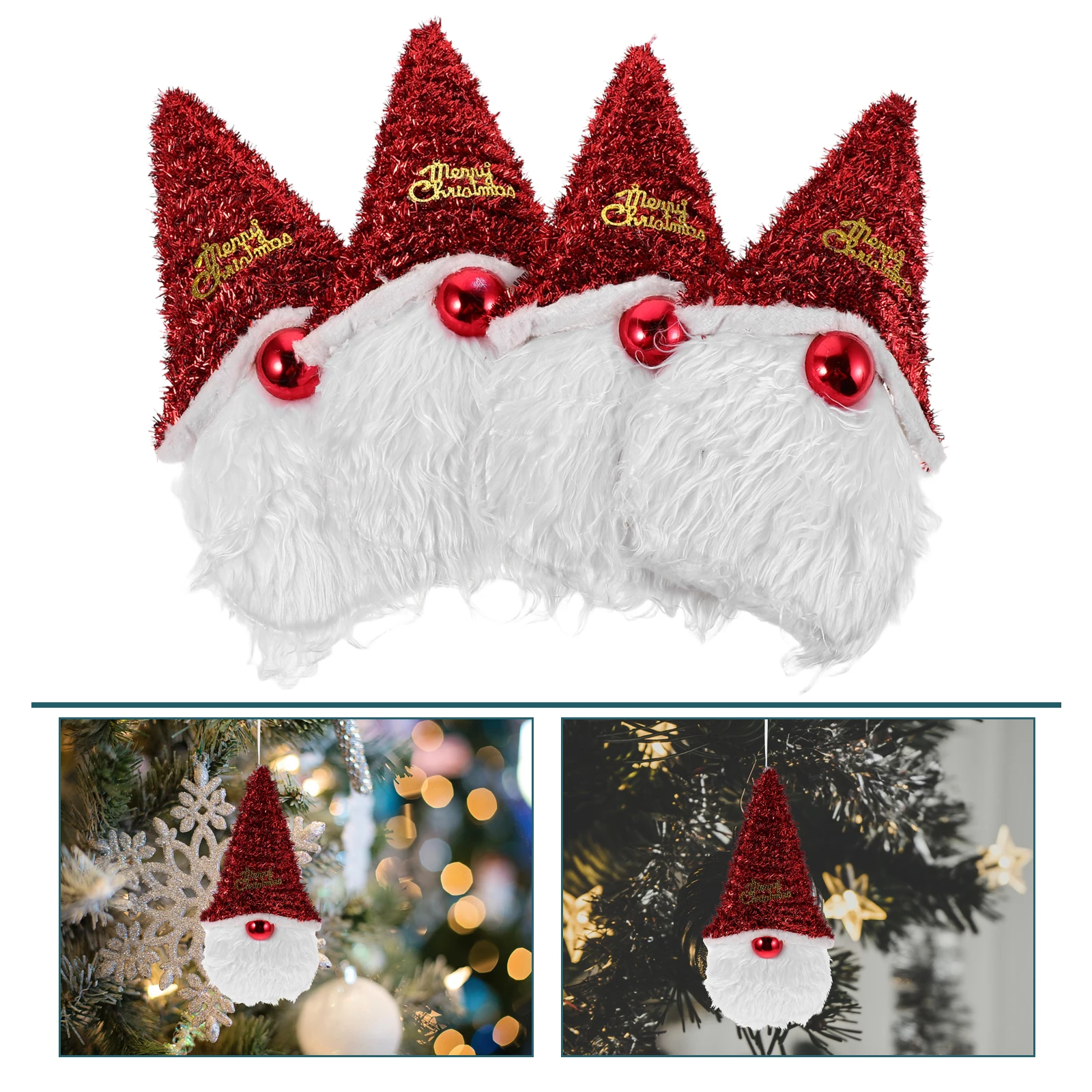 

4 Pcs Christmas Decoration Set Decorations Festive Santa Tree Ornaments Baubles