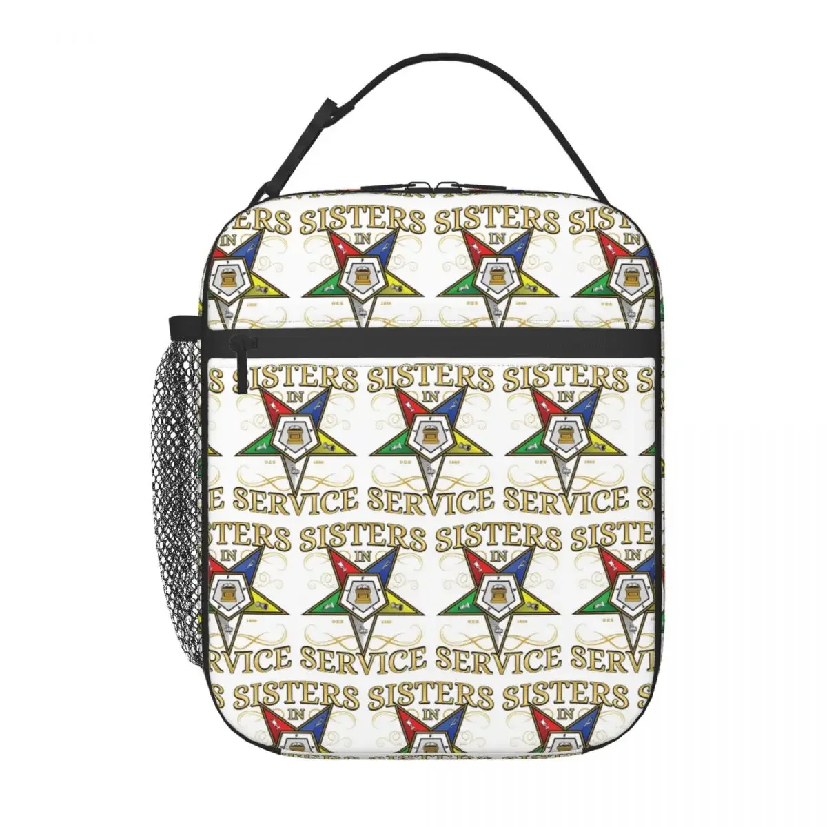 OES Emblem Order Of The Eastern Star Insulated Lunch Bag for Women Children Portable Food Boxes Thermal Lunch Box Tote