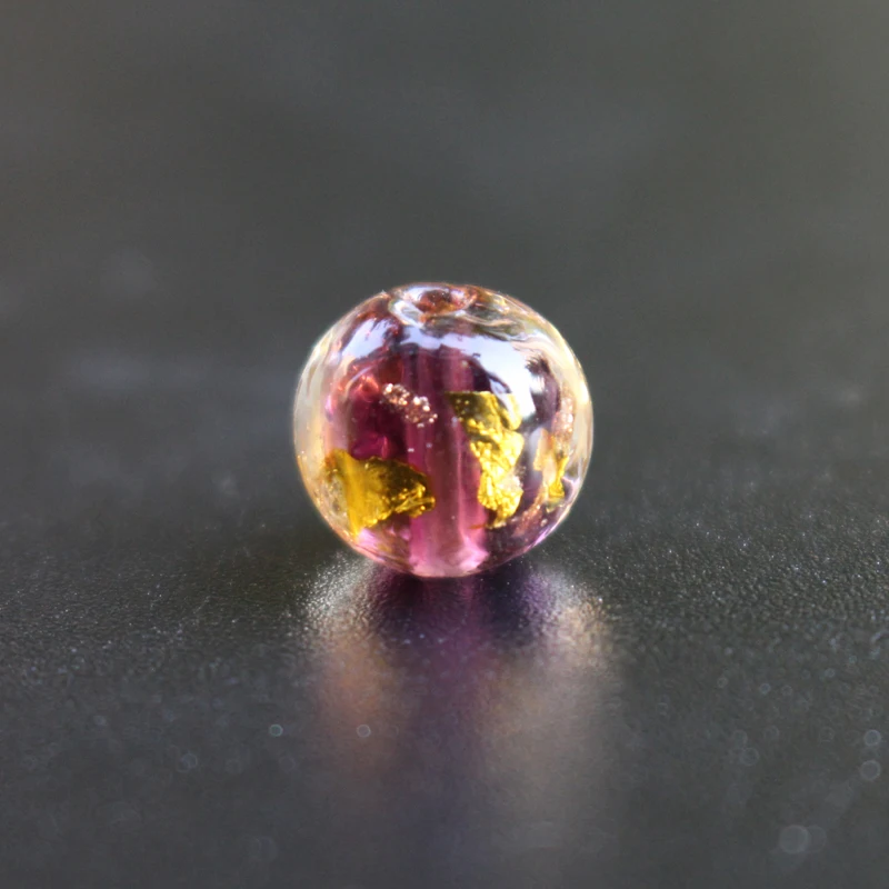 10pcs 8mm 10mm 12mm Gold foil Lampwork Beads Round Handmade Purple color  for jewelry Bracelet Necklace Earring  Making DIY Craf
