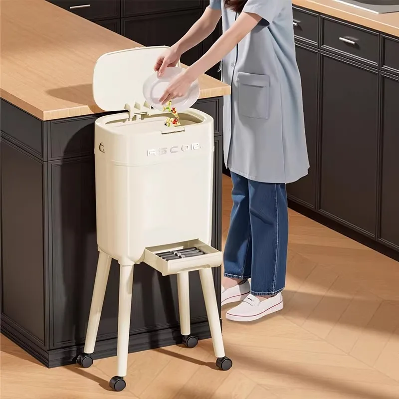 

Kitchen Waste Bin Large Capacity Easy to Move High Footed Cover Household Use No Need to Bend over New 2026 Model