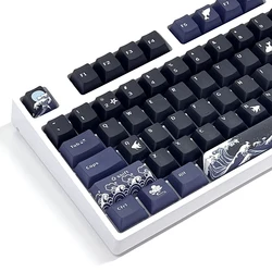 129 Keys Coral Sea Keycaps Black English MOA/Cherry Profile PBT Dye Sublimation Mechanical Keyboard Keycap For MX Switch