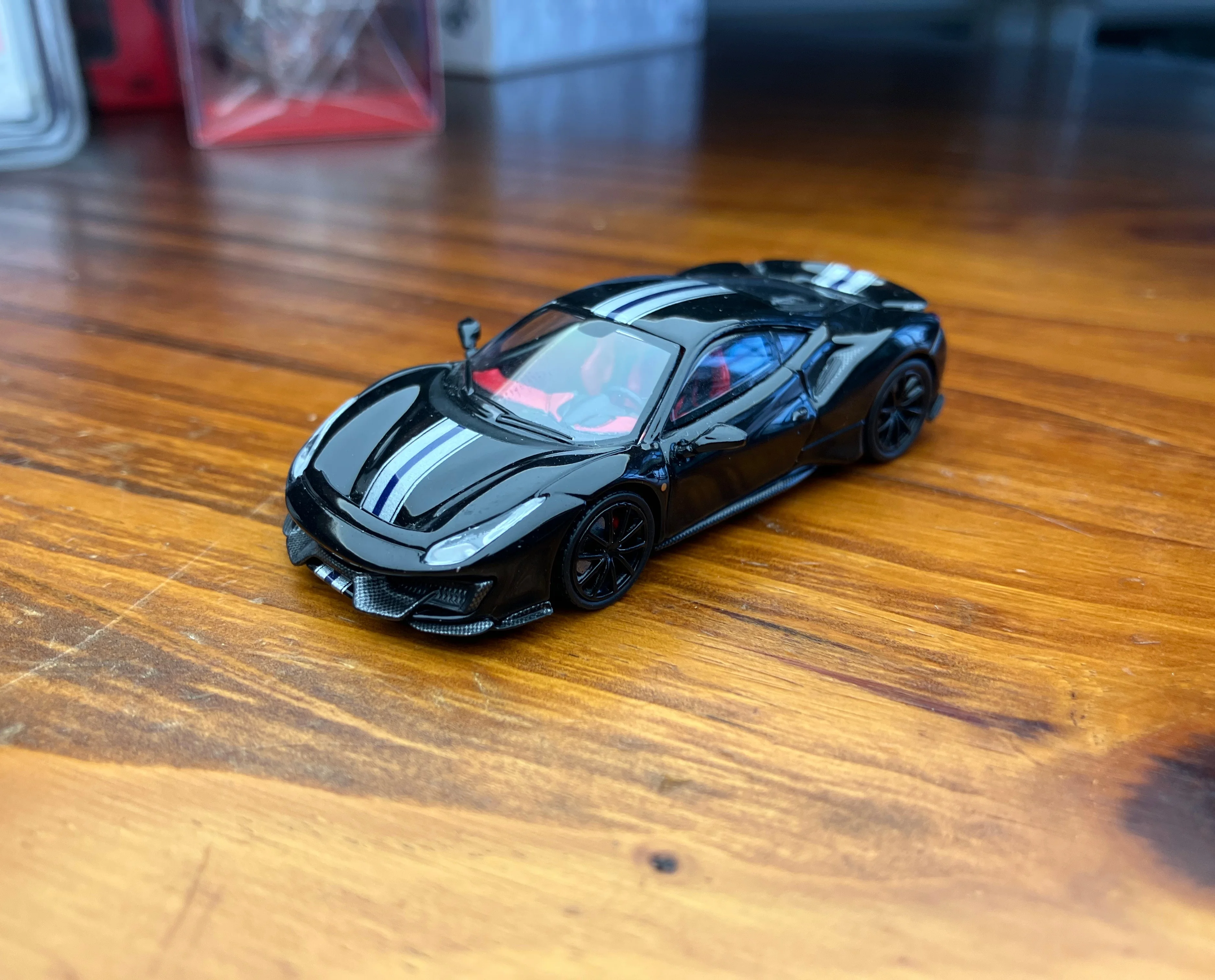 TOC 1/64 Scale 488 Pista Black Diecast Car Model Toy Collection Gift