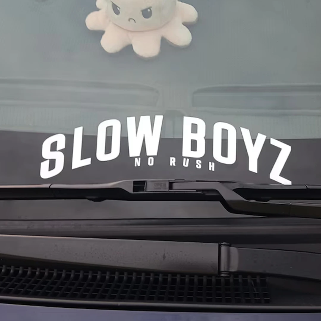 Slow Boy - Don't Worry Front Windshield Rear Window Sticker Car Sticker Banner JDM Attitude Pull Flower Car Sticker