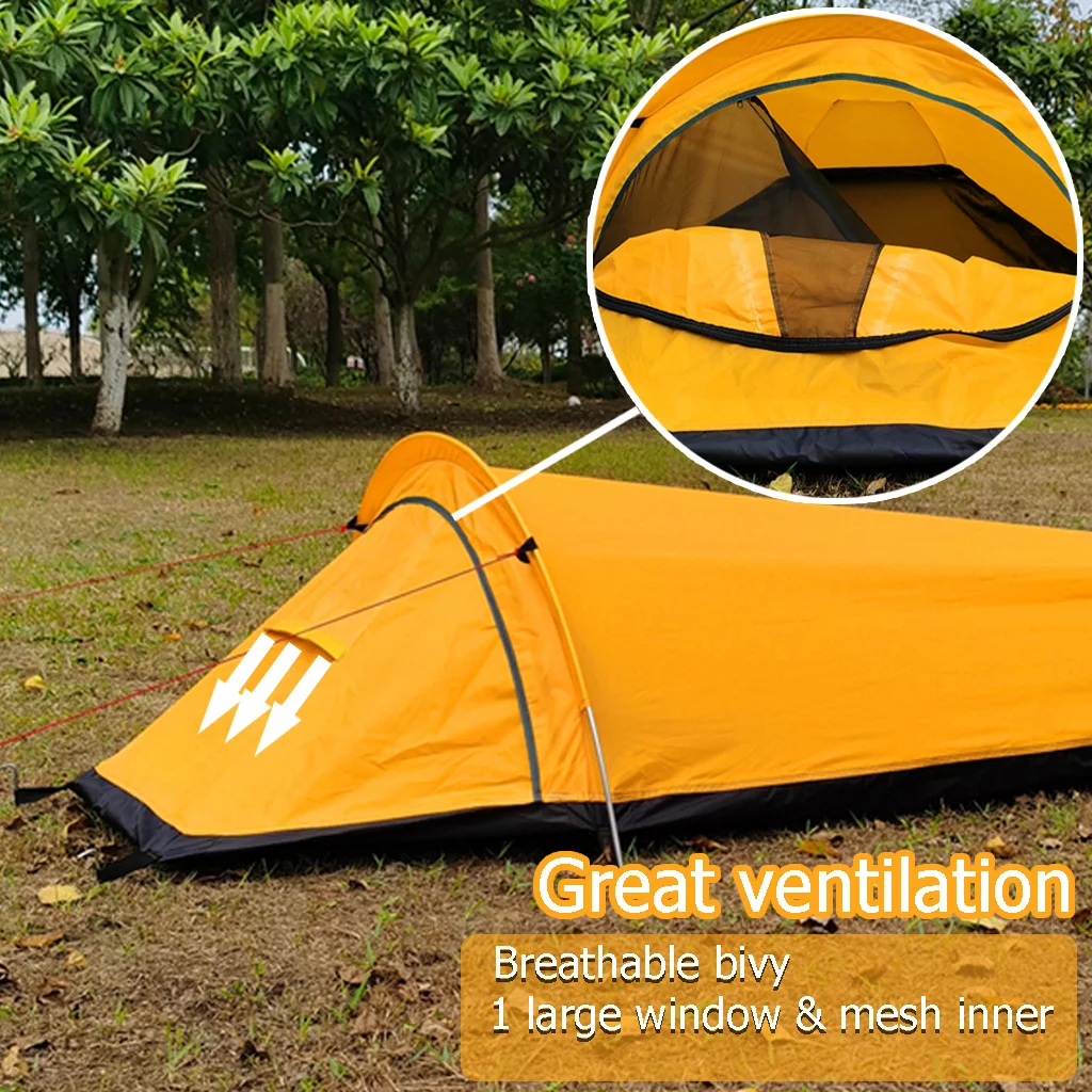 Ultraleichtes Zelt - 1-Personen-Rucksackzelt, Ein-Personen-Mesh-Bivy, Wasserdichter Schlafsack für Rucksackreisen und Camping – Detail 4