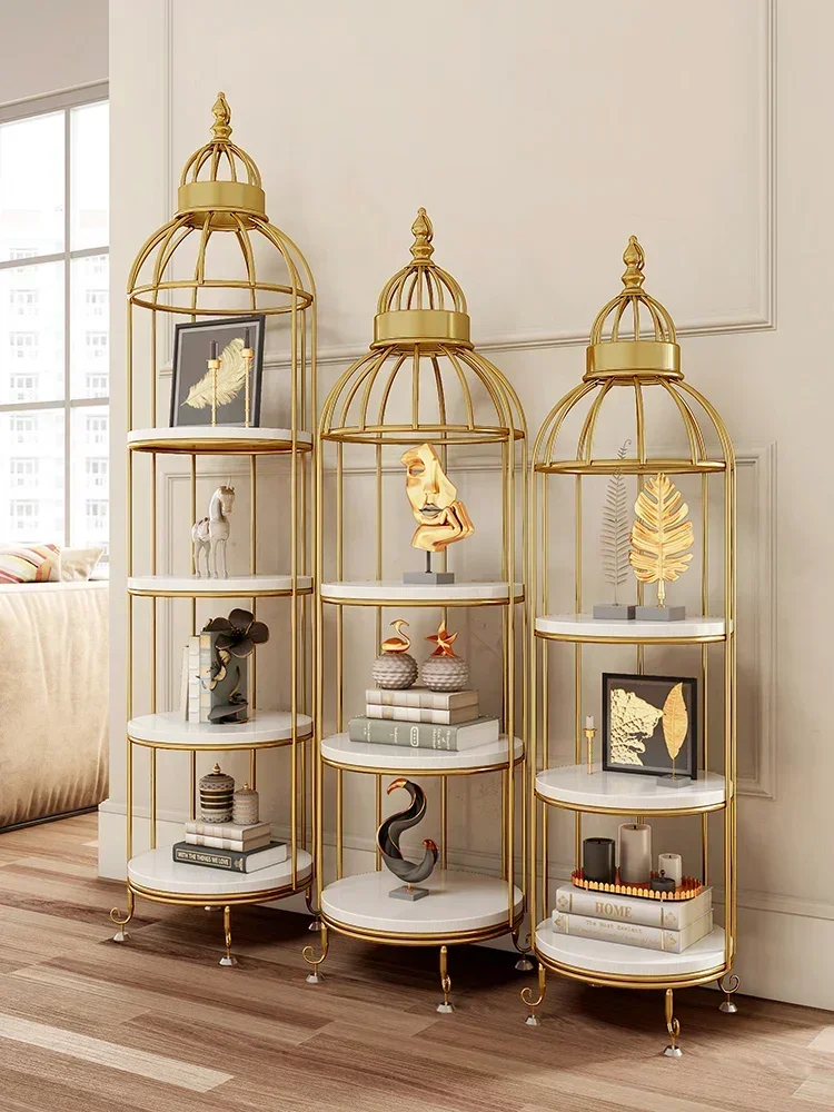 Nordic Bird Cage Flower Stand Living Room Storage Rack Corner Floor Multi-Layer Storage Rack Cosmetics Shop Window Display Stand