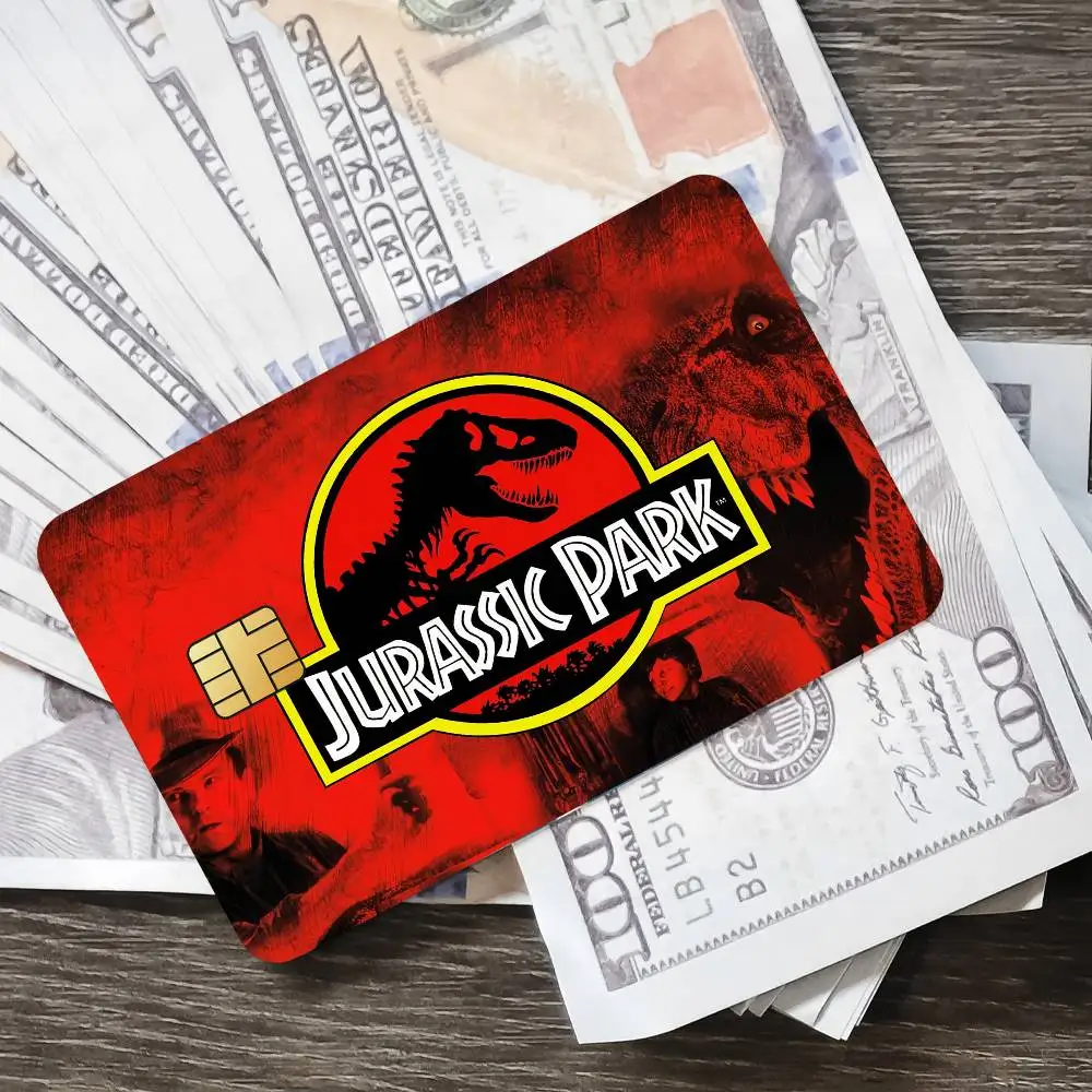 J-Jurassic P-Park بطاقة ملصقات مقاوم للماء فيلم الجلد غطاء 4 قطعة الخصم الائتماني الجبهة الديكور البنك مترو الانفاق تمرير ثلاثية الأبعاد ملصق