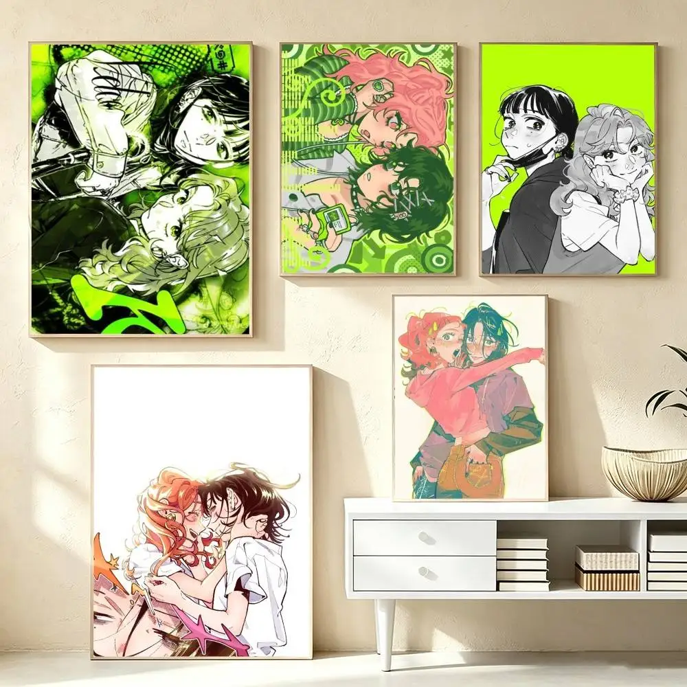 Mitsuki Aya KiniOto Green Yuri  Poster Waterproof Wall Art Sticker For Bar Living Room Vintage Decor High Quality Print Gift