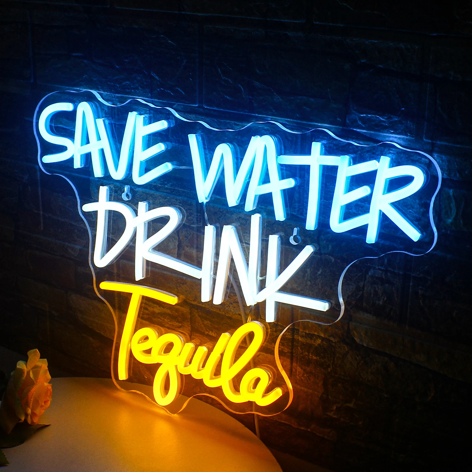 Save Water Drink Tequila Neon Sign for Wall Decor LED Neon Light USB Illuminated Sign Bedroom Hotel Bar Men's Cave Club Gift